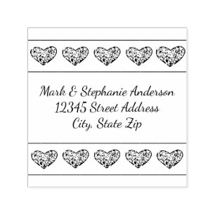 Tampon Auto-encreur 10 Coeurs Tourbillonnant - Timbre Carré auto-allum