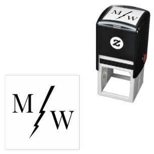 Tampon Auto-encreur 2 Monogramme Initial avec Entretoise Foudre