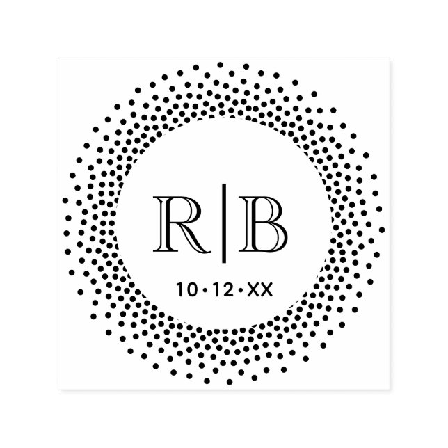 Tampon Auto-encreur 2 Monogramme Initial Rond Cadre Points #2C (Design)