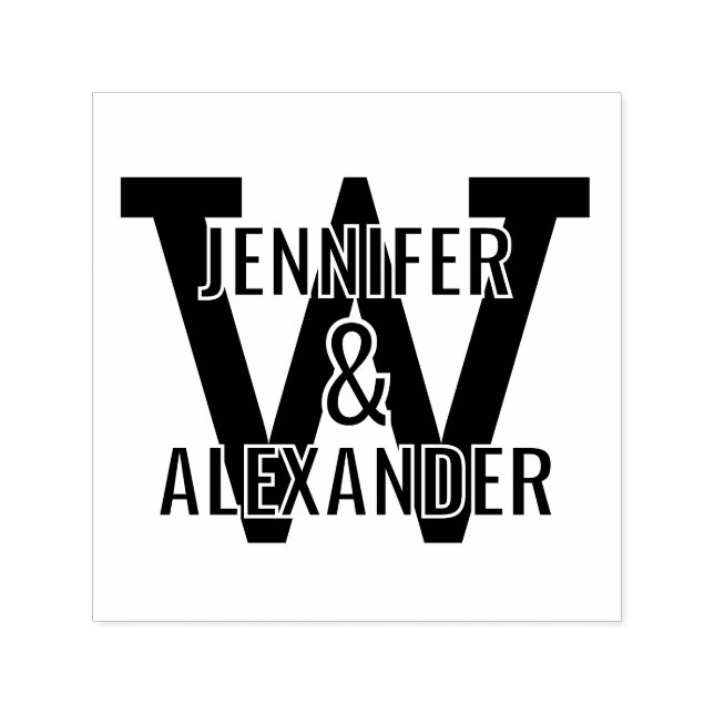 Tampon Auto-encreur 2 Noms sur simple gras simple monographie initiale (Design)