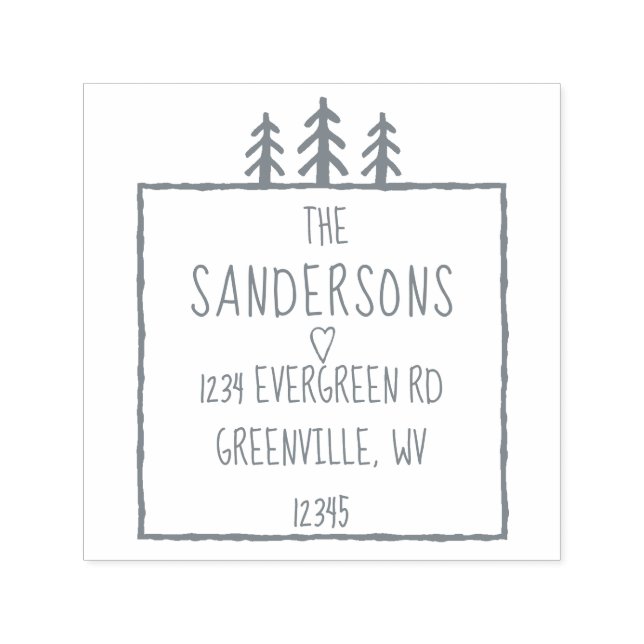 Tampon Auto-encreur 3 Arbres Forêt rustique Forêt de calme Adresse de  (Design)