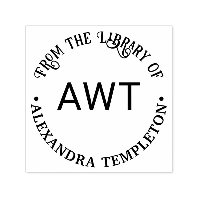 Tampon Auto-encreur 3 Initial Monogram From the library of Book Name P (Design)