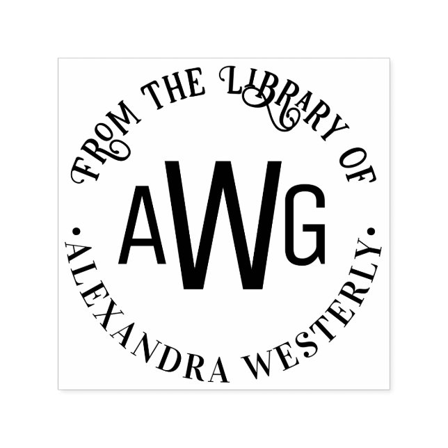 Tampon Auto-encreur 3 Monogramme de lettre initiale #1 Nom du livre de (Design)