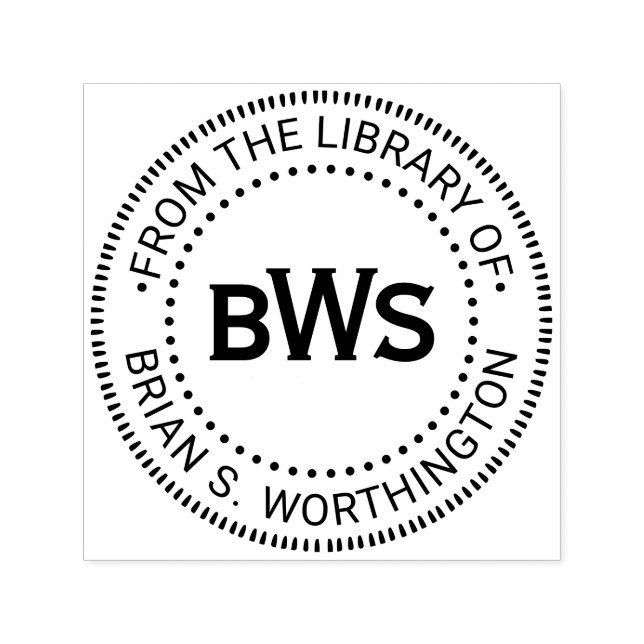 Tampon Auto-encreur 3 Nom initial du livre de la bibliothèque Monogram (Design)