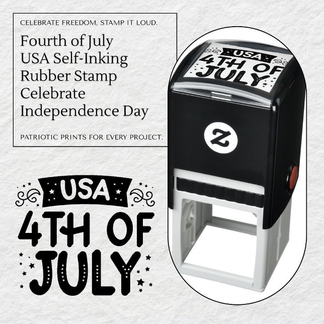 Tampon Auto-encreur 4 juillet USA auto-incking caoutchouc Timbre (Fourth of July USA Self-Inking Rubber Stamp - Celebrate Independence Day)