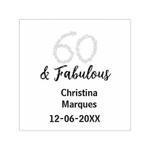 Tampon Auto-encreur 60 & fabuleux anniversaire bleu argent ajouter nom