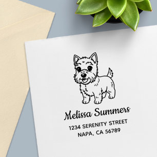 Tampon Auto-encreur Adresse de Chien West Highland Terrier Mignon