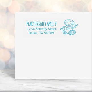 Tampon Auto-encreur Adresse de la famille du robot jouet joyeux