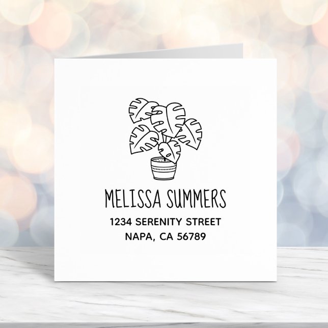 Tampon Auto-encreur Adresse de la résidence Monstera (Créateur téléchargé)