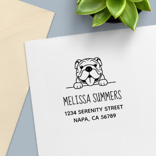 Tampon Auto-encreur Adresse de l'animal de compagnie Bulldog souriant