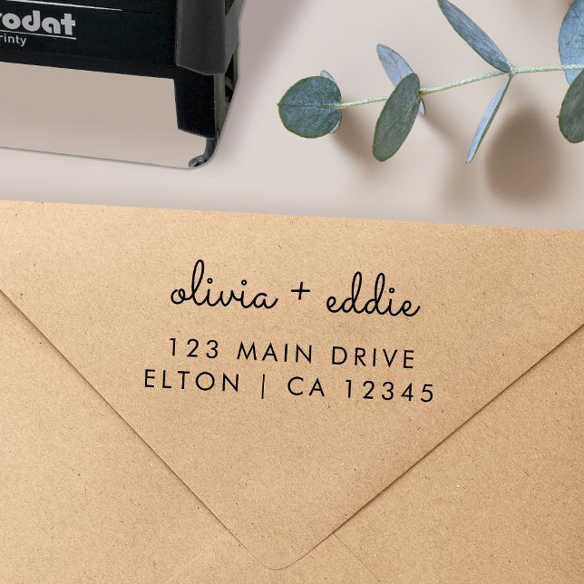 Tampon Auto-encreur Adresse de l'expéditeur | Mariage informel moderne (Créateur téléchargé)