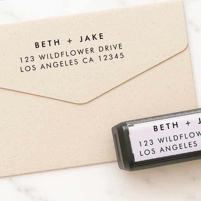 Tampon Auto-encreur Adresse de l'expéditeur | Simple Couple moderne mi (Créateur téléchargé)