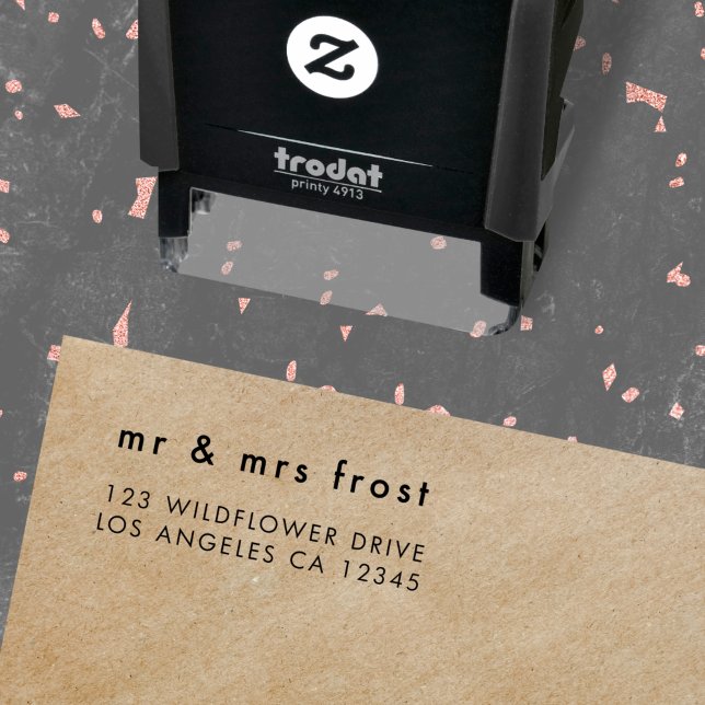 Tampon Auto-encreur Adresse de l'expéditeur | Simple Couple moderne mi (Créateur téléchargé)