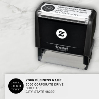 Tampon Auto-encreur Adresse de retour avec logo d'entreprise personnal