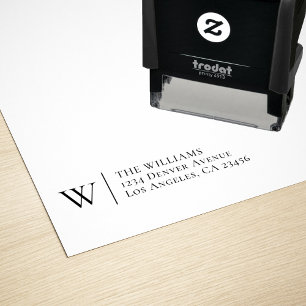Tampon Auto-encreur Adresse de retour classique Monogramme simple