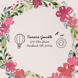 Tampon Auto-encreur Adresse de retour de ballon mignon pour enfants