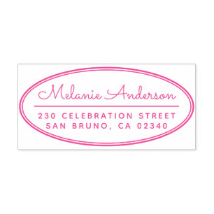 Tampon Auto-encreur Adresse de retour de cadre de nom mignon ovale