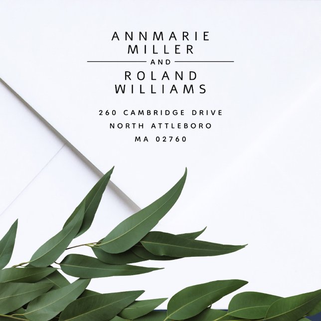 Tampon Auto-encreur Adresse de retour de deux noms minimaux modernes (Créateur téléchargé)