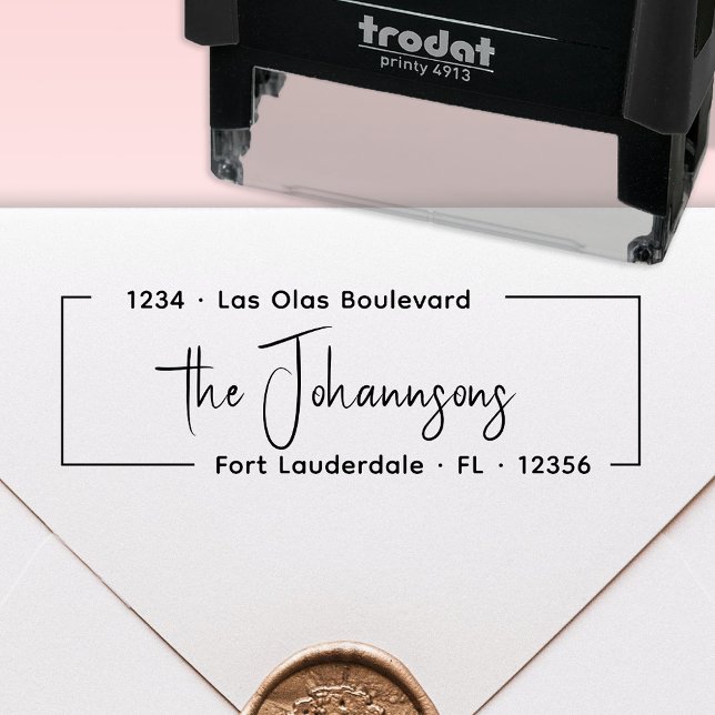 Tampon Auto-encreur Adresse de retour de famille à signature élégante  (Créateur téléchargé)