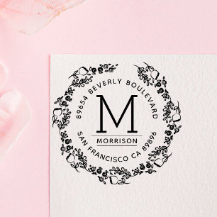 Tampon Auto-encreur Adresse de retour de la couronne à main stylish Fu