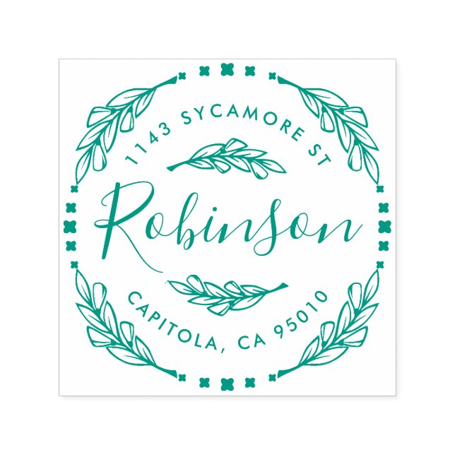 Tampon Auto-encreur Adresse de retour de la couronne florale rustique  (Design)