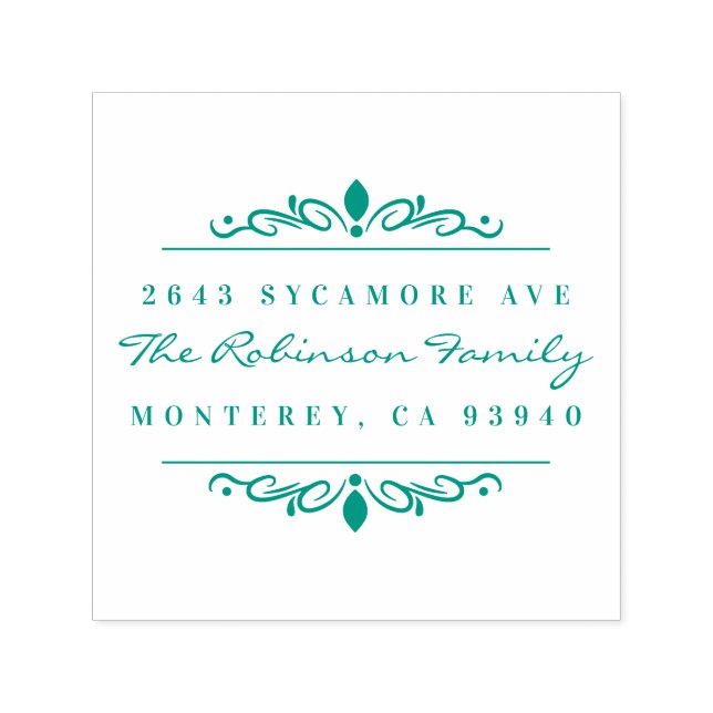 Tampon Auto-encreur Adresse de retour de la famille de l'ornement Art  (Design)