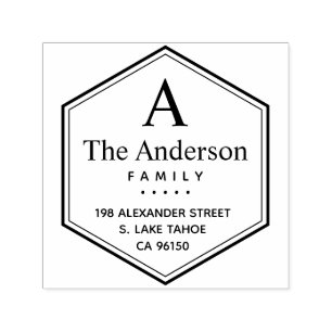 Tampon Auto-encreur Adresse de retour de la famille du logo Hexagon