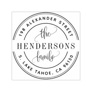 Tampon Auto-encreur Adresse de retour de la famille du logo rond