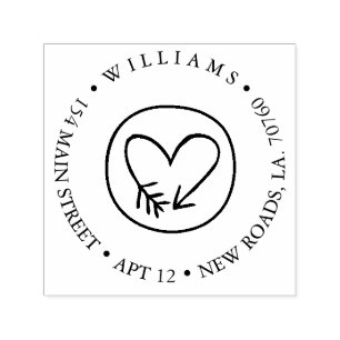 Tampon Auto-encreur Adresse de retour de la flèche du coeur