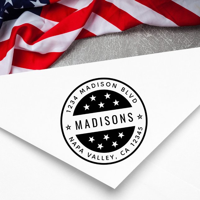 Tampon Auto-encreur Adresse de retour de la ronde étoile (Créateur téléchargé)