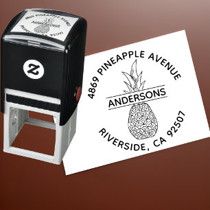 Tampon Auto-encreur Adresse de retour de l'ananas rond personnalisé