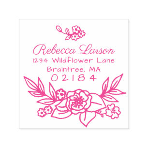 Tampon Auto-encreur Adresse de retour de l'arrangement floral à main