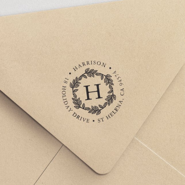 Tampon Auto-encreur Adresse de retour de l'arrondi du monogramme de co (Créateur téléchargé)