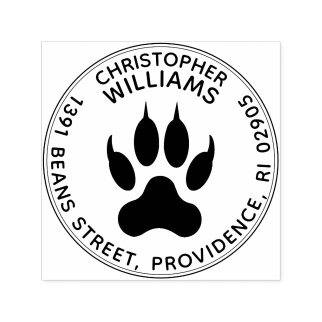 Tampon Auto-encreur Adresse de retour de l'Empreinte de patte Wolf pui (Design)