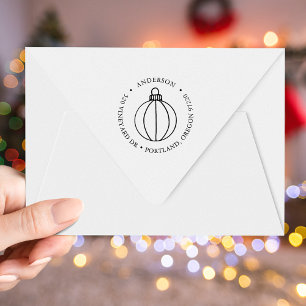 Tampon Auto-encreur Adresse de retour de l'ornement de Noël à main