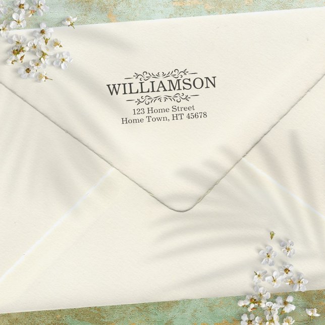 Tampon Auto-encreur Adresse de retour de l'ornementation traditionnell (Traditional Ornamentation Return Address Self-inking Stamp)