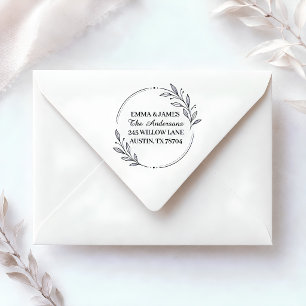 Tampon Auto-encreur Adresse de retour de mariage botanique élégante