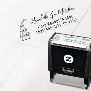 Tampon Auto-encreur Adresse de Retour de Mariage Dessinée à la Main
