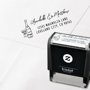 Tampon Auto-encreur Adresse de Retour de Mariage Dessinée à la Main