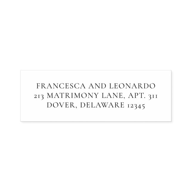 Tampon Auto-encreur Adresse de retour de mariage simple classique (Design)