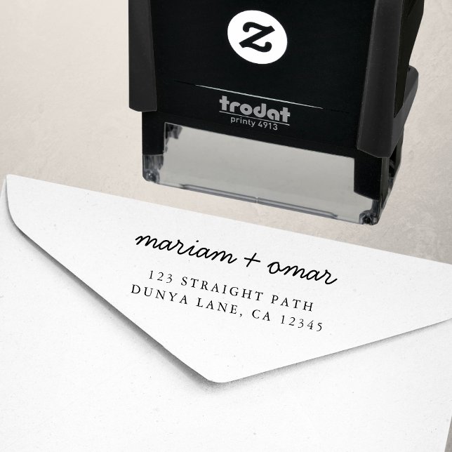 Tampon Auto-encreur Adresse de Retour de Mariage Simple Écriture Moder (Créateur téléchargé)