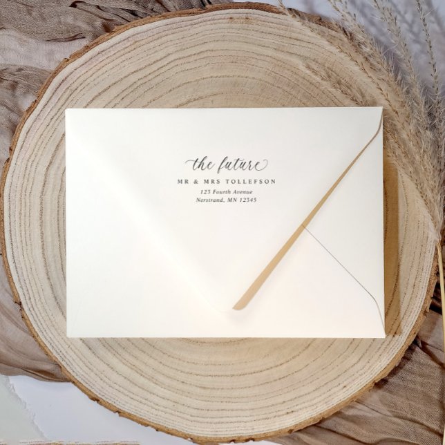 Tampon Auto-encreur Adresse de Retour de Mariage The Future Mr & Mrs É (Elegant return address self inking rubber stamp for wedding envelopes with "the future mr & mrs")