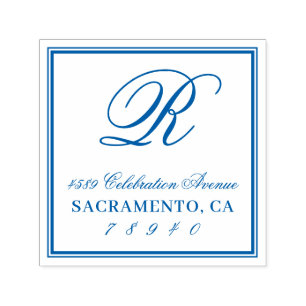 Tampon Auto-encreur Adresse de retour de monogramme classique de