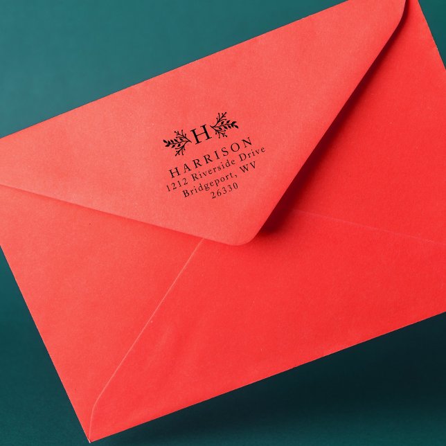 Tampon Auto-encreur Adresse de retour de monogramme rustique (Créateur téléchargé)