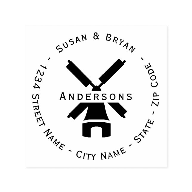 Tampon Auto-encreur Adresse de retour de moulin à vent Stamp autoporta (Design)