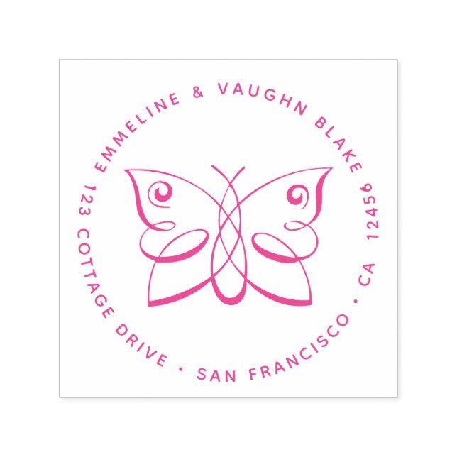 Tampon Auto-encreur Adresse de retour de papillon Abstrait tourbillonn (Design)