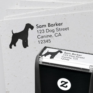 Tampon Auto-encreur Adresse de retour de silhouette d'Airedale Terrier