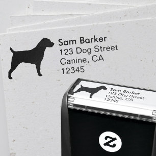 Tampon Auto-encreur Adresse de retour de silhouette de Jack Russell