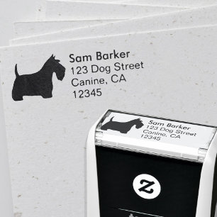 Tampon Auto-encreur Adresse de retour de silhouette de Terrier
