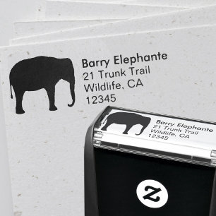 Tampon Auto-encreur Adresse de retour de silhouette d'éléphant